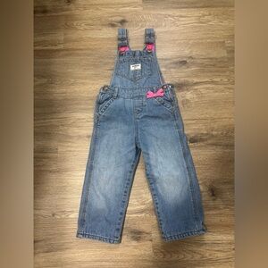 OshKosh B’gosh Girls Denim Overalls Size 2 Lined Warm Pink